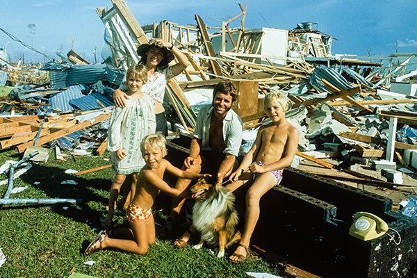 'McDougall Family of Wagaman with their House Destroyed by Cyclone Tracy', 1974. Museum and Art Gallery of the Northern Territory